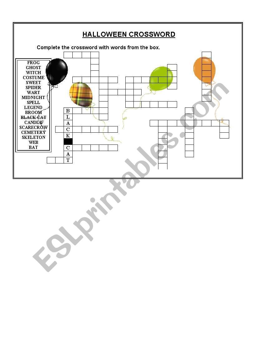 Halloween Crossword worksheet