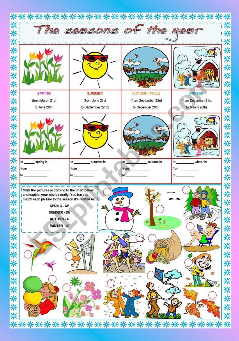 The seasons of the year worksheet