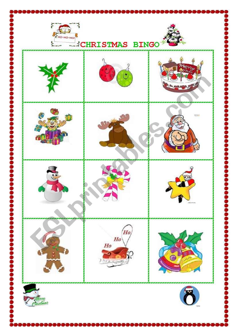 CHRISTMAS BINGO II worksheet