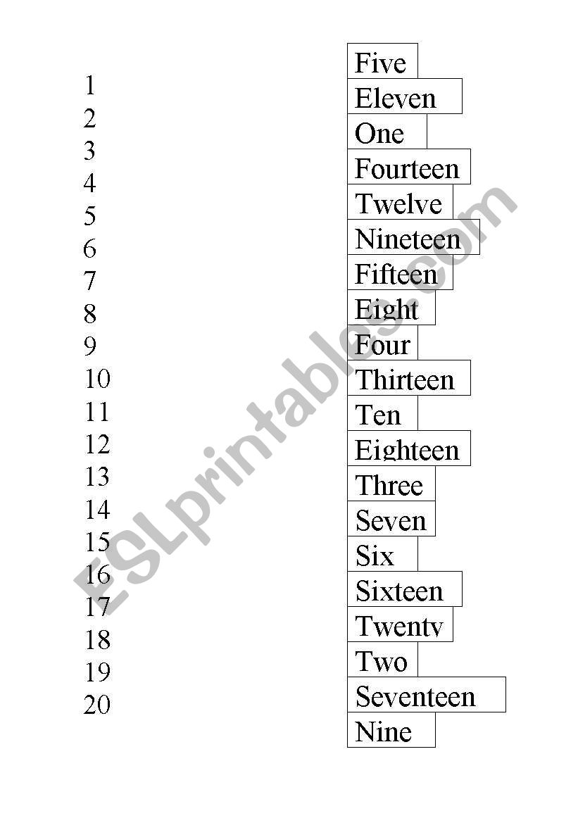 Numbers worksheet worksheet