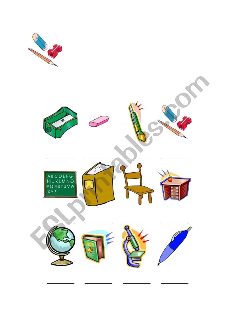 classroom objects worksheet