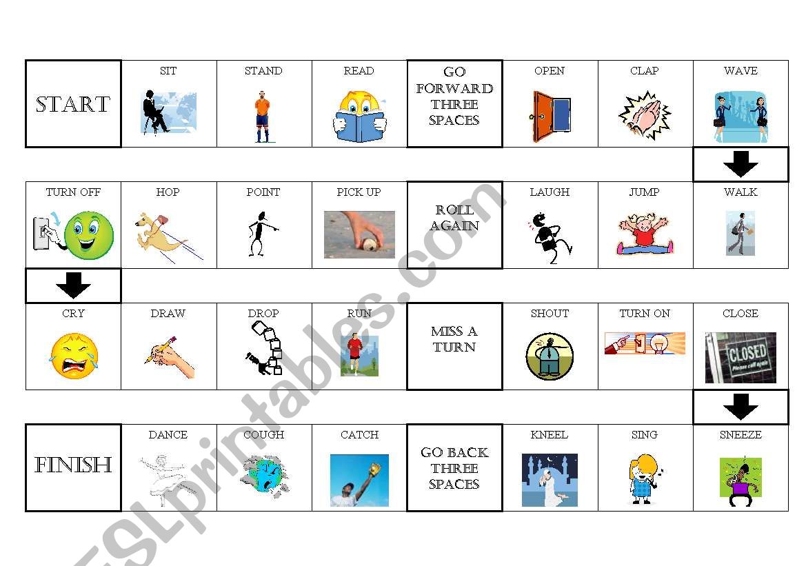 Simple Actions Board Game worksheet