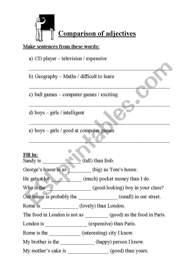 Comparisons of Adjectives worksheet