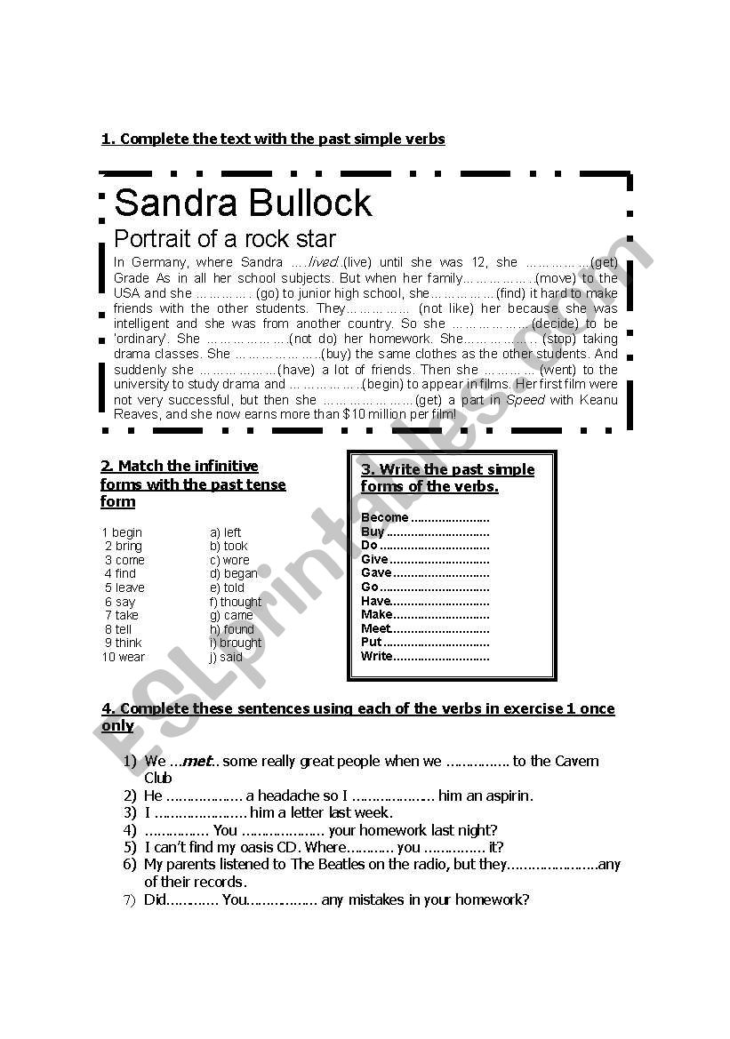 Past Simple form worksheet