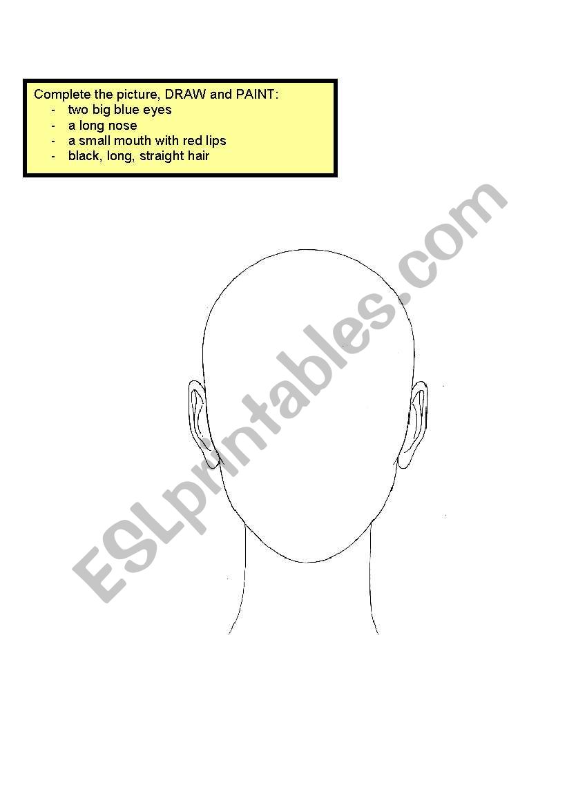Complete the face worksheet