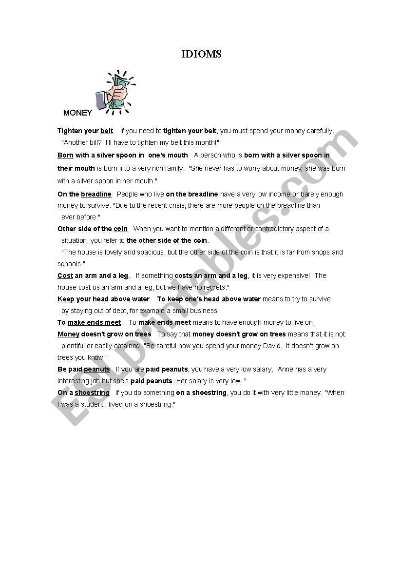 Idioms worksheet