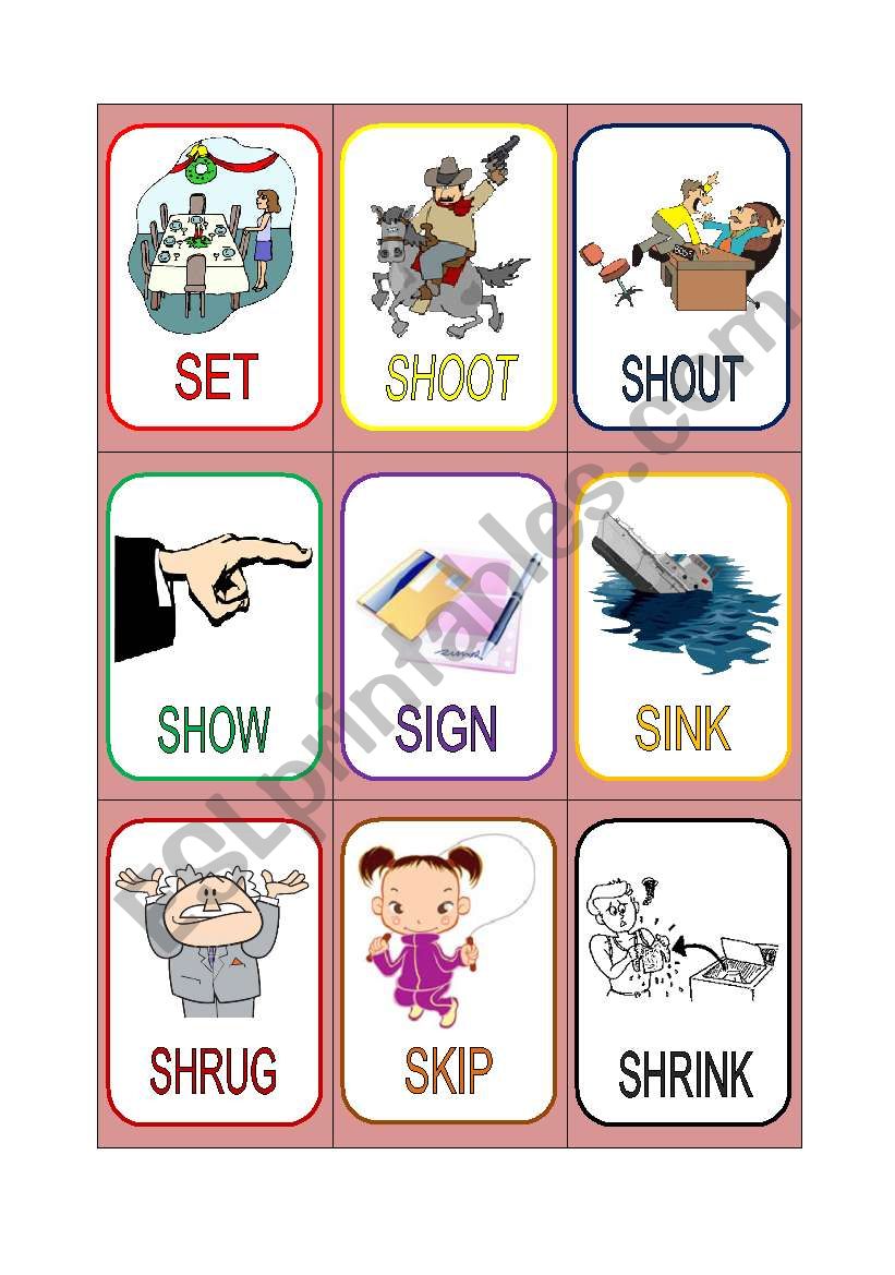 VERB CARDS  19 worksheet