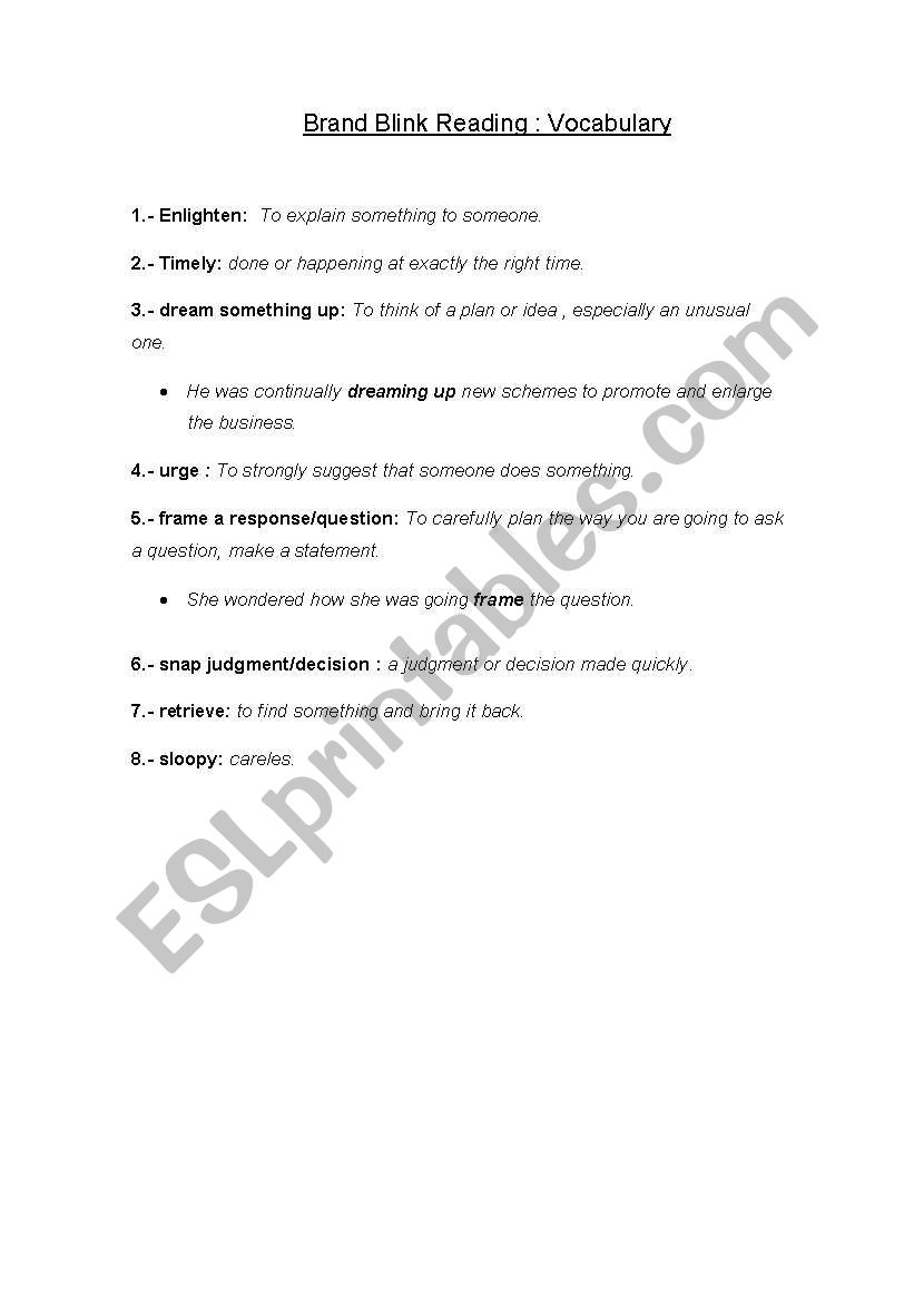 Vocabulary marketing worksheet