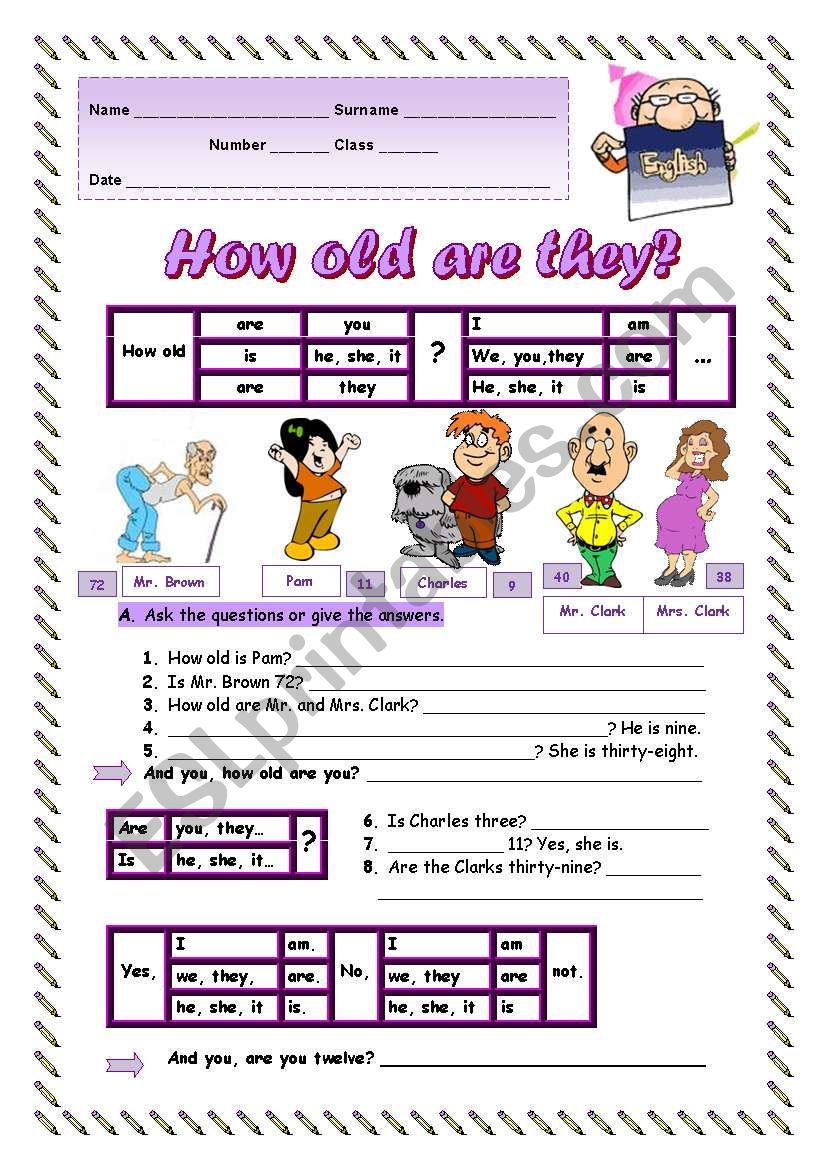 HOW OLD ARE THEY? worksheet