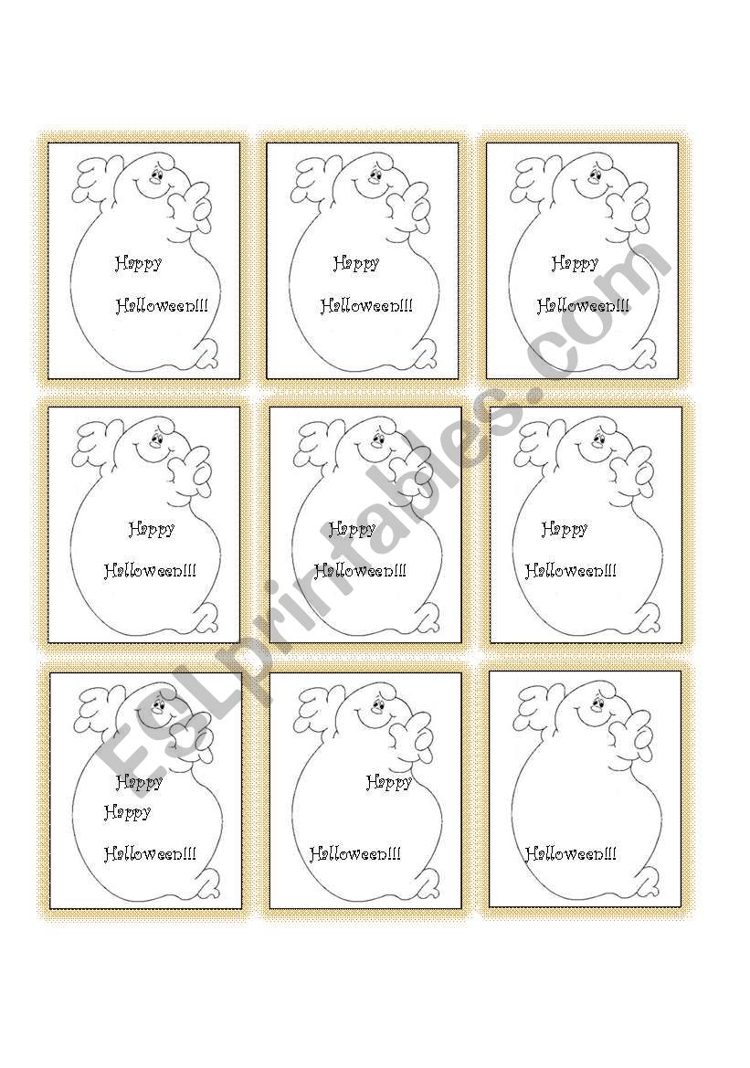 Halloween cards worksheet