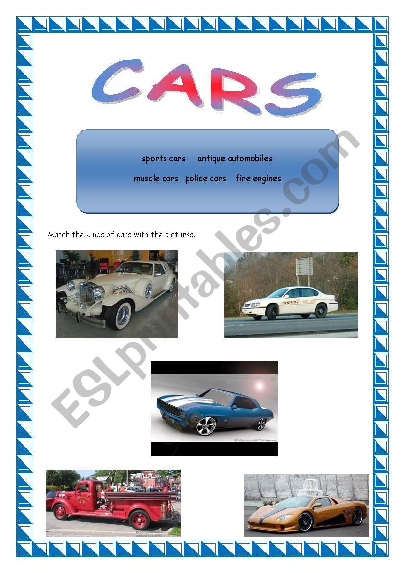 Cars worksheet