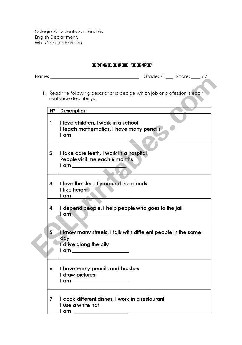 Jobs and Professions worksheet