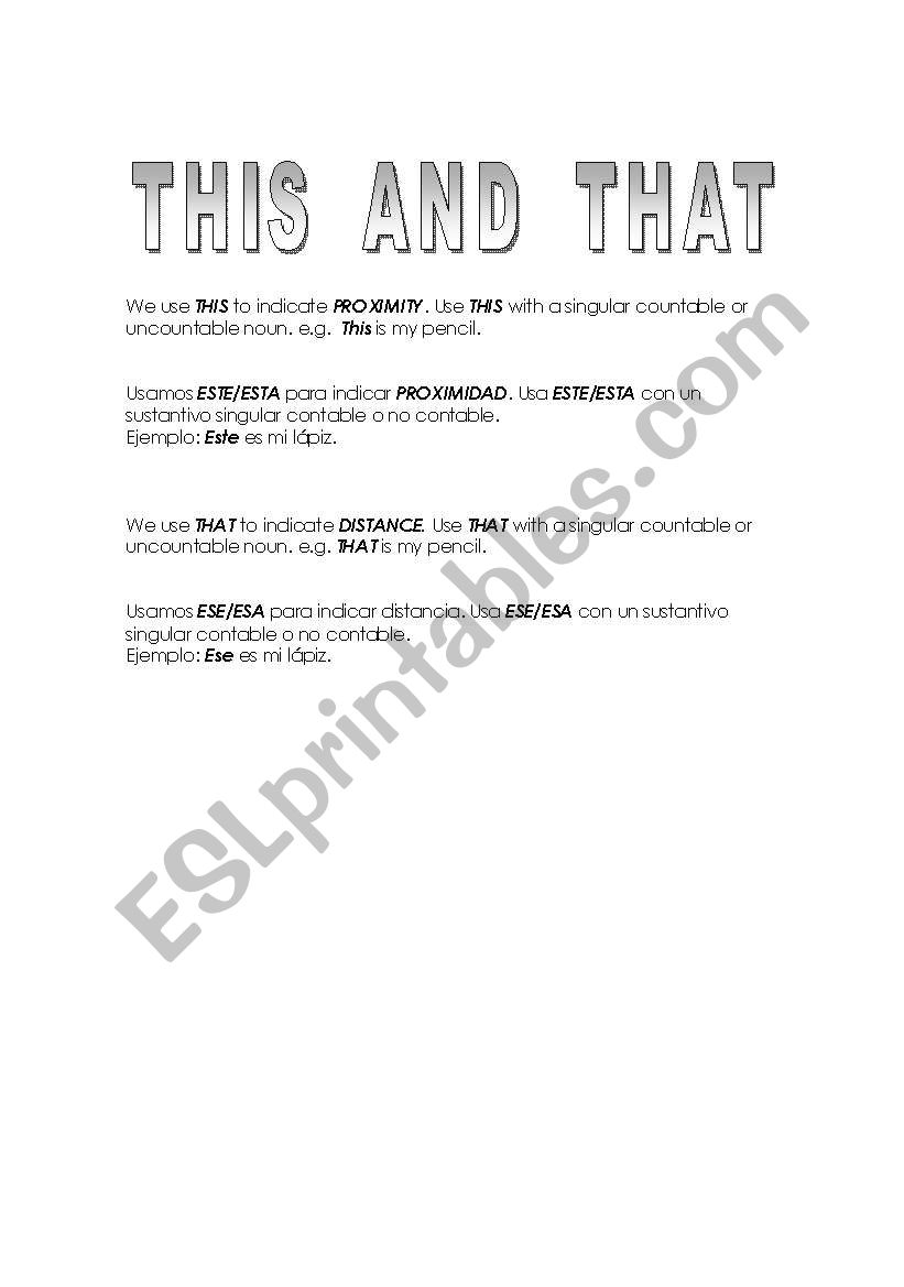 This and That worksheet