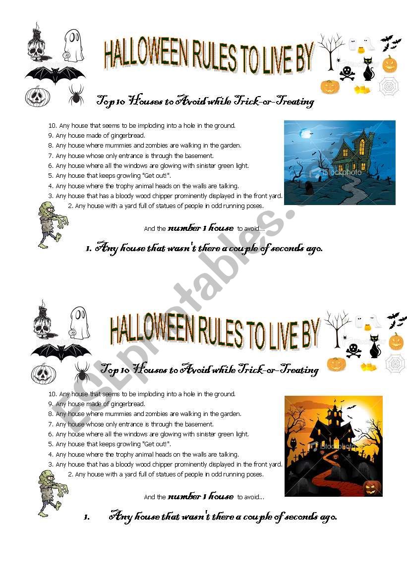 Haunted Houses worksheet