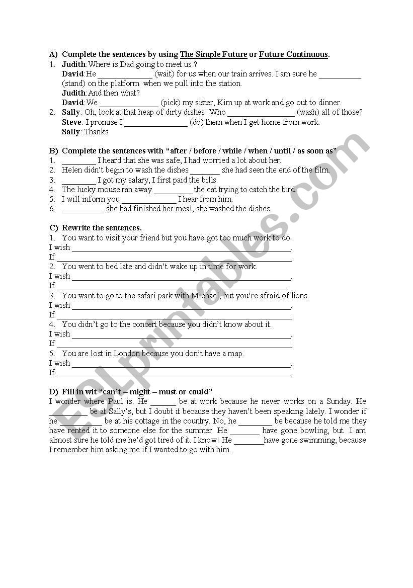 mixed exercises worksheet