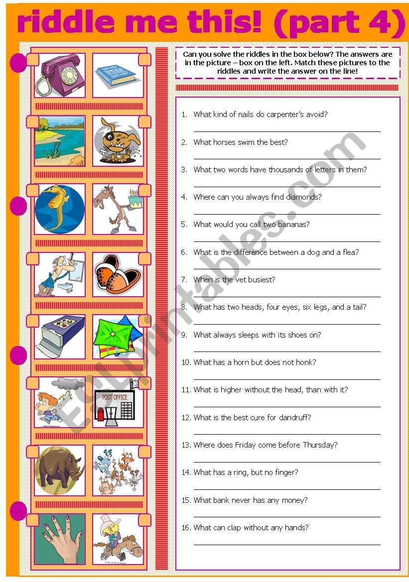 RIDDLE ME THIS! (PART 4) worksheet