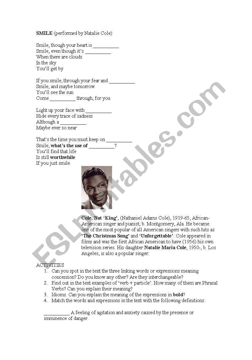 Smile worksheet