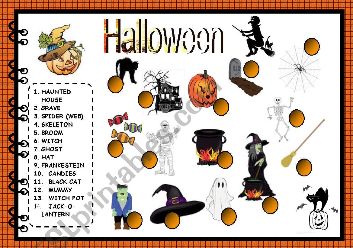 Halloween matching activity worksheet