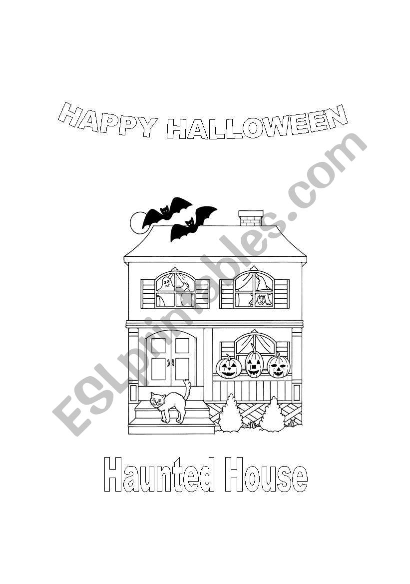 Haunted House coloring worksheet