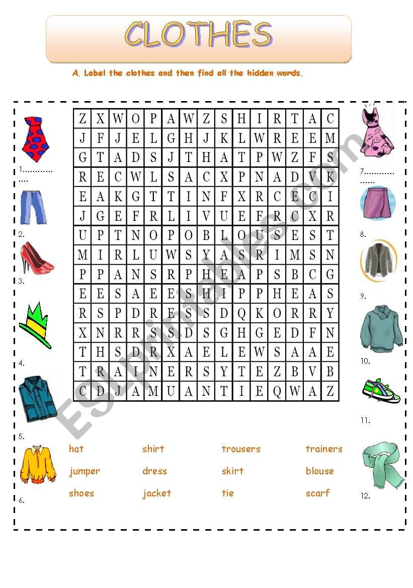 Clothes  worksheet