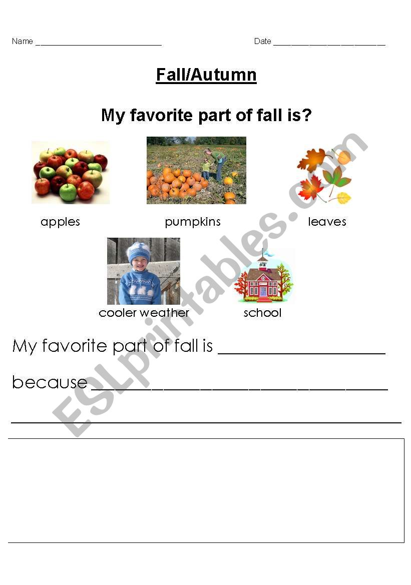 fall/autumn writing worksheet worksheet