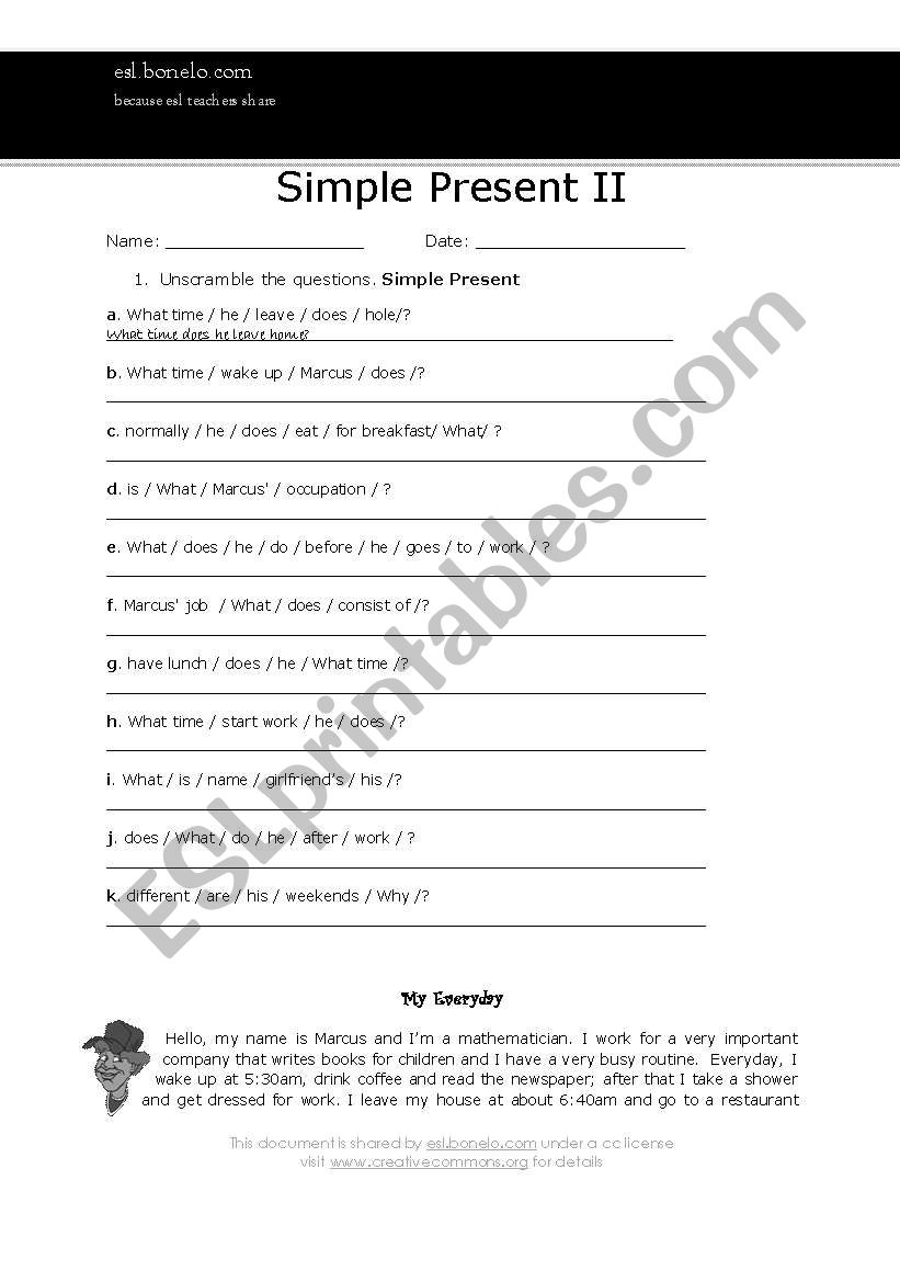 Simple Present Practice worksheet