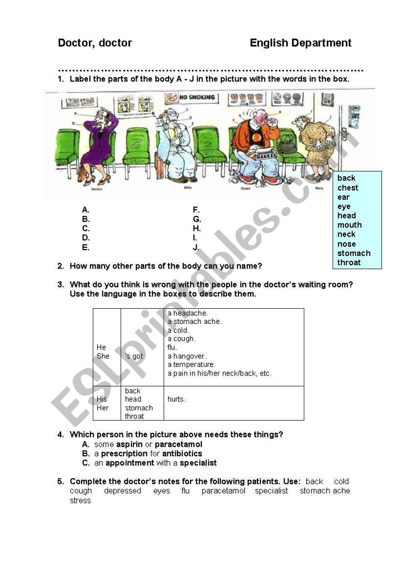 Doctor Doctor worksheet