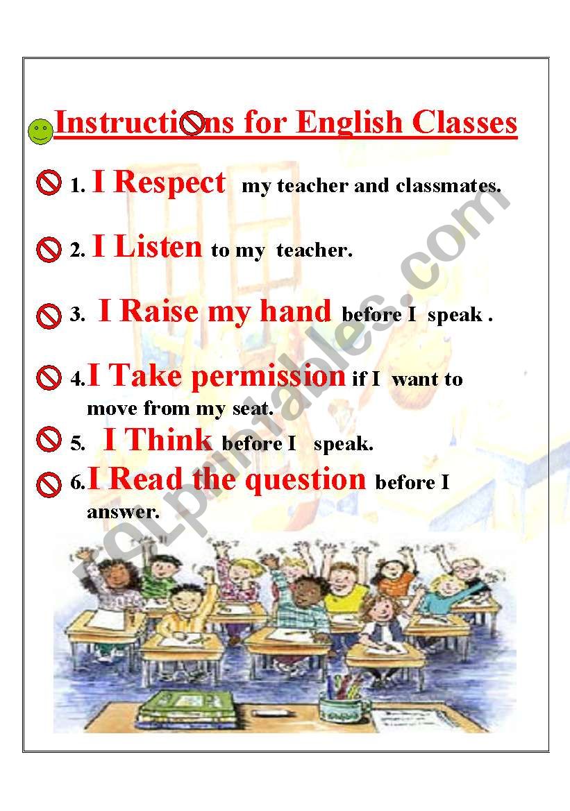 english class rules worksheet