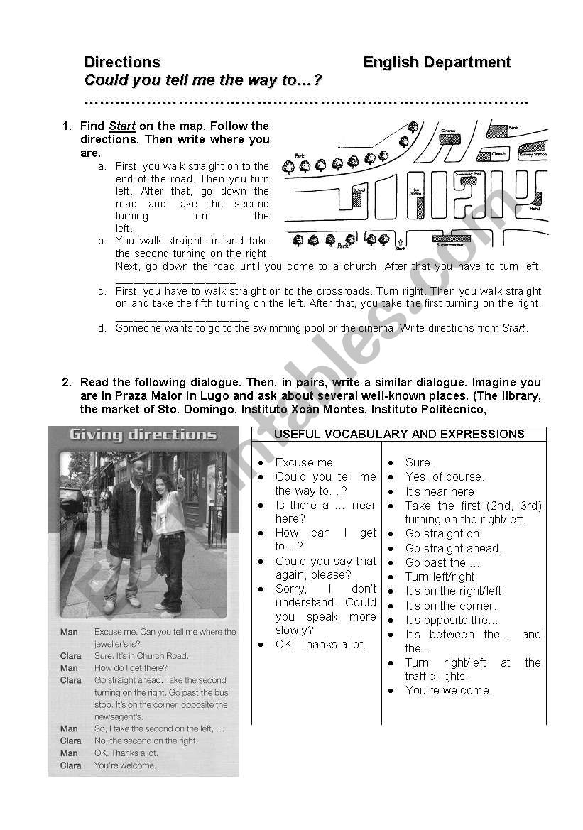 Directions worksheet