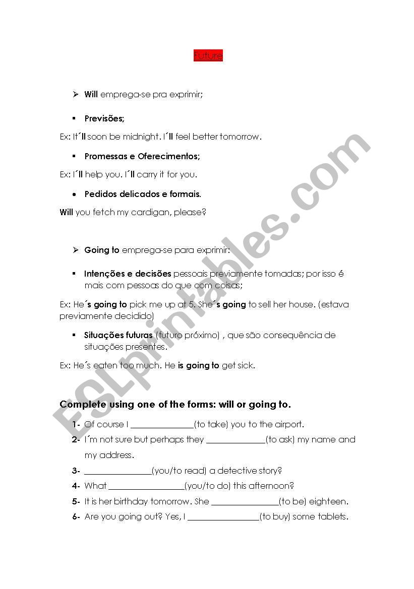 Future worksheet