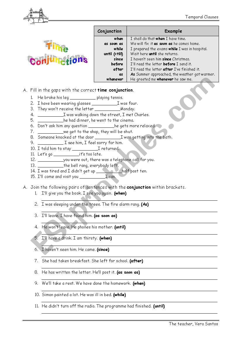 Temporal clauses worksheet