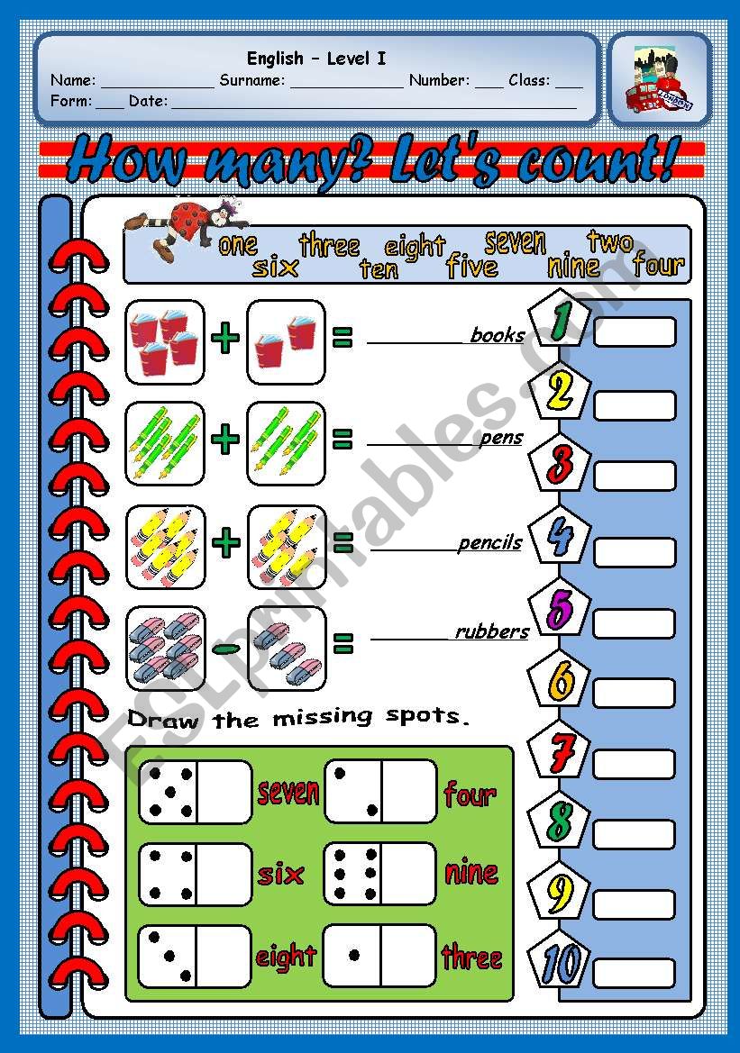 HOW MANY? LETS COUNT! 1 worksheet