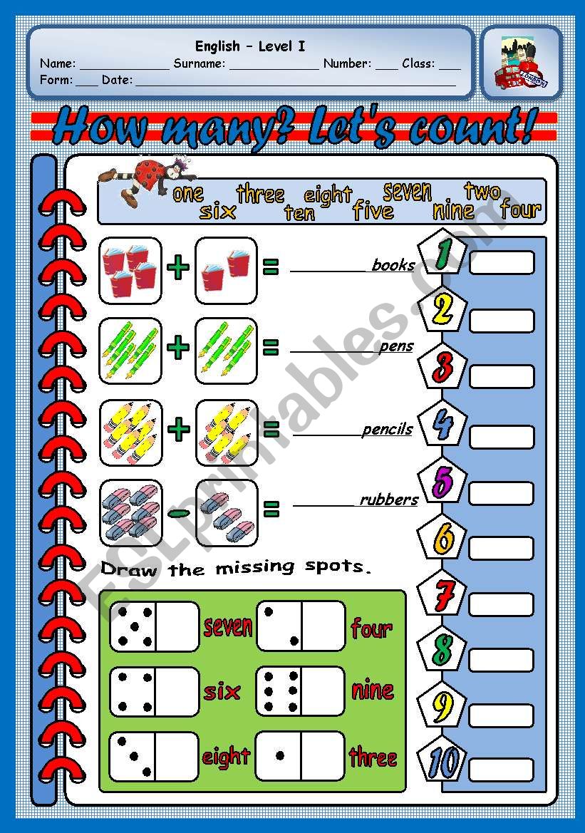 HOW MANY? LETÂ´S COUNT! 1 worksheet