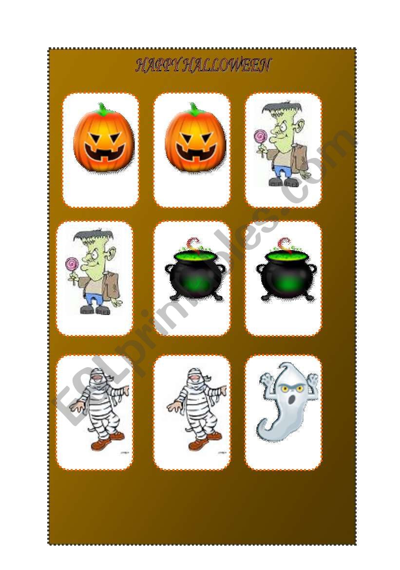 Halloween pelmanism 1/3 worksheet