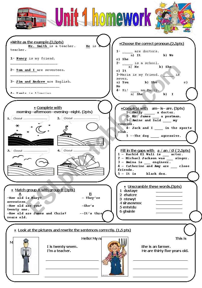 worksheet for homework