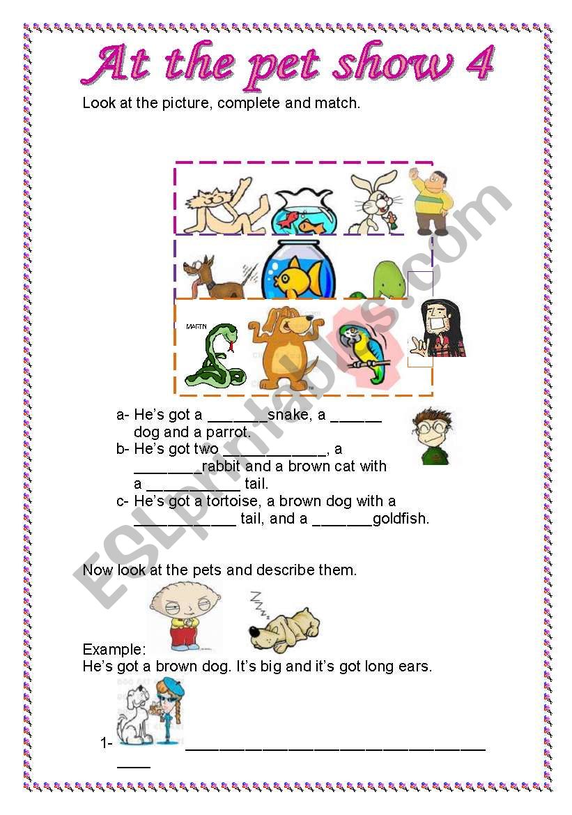 At the pet show 4/4 worksheet