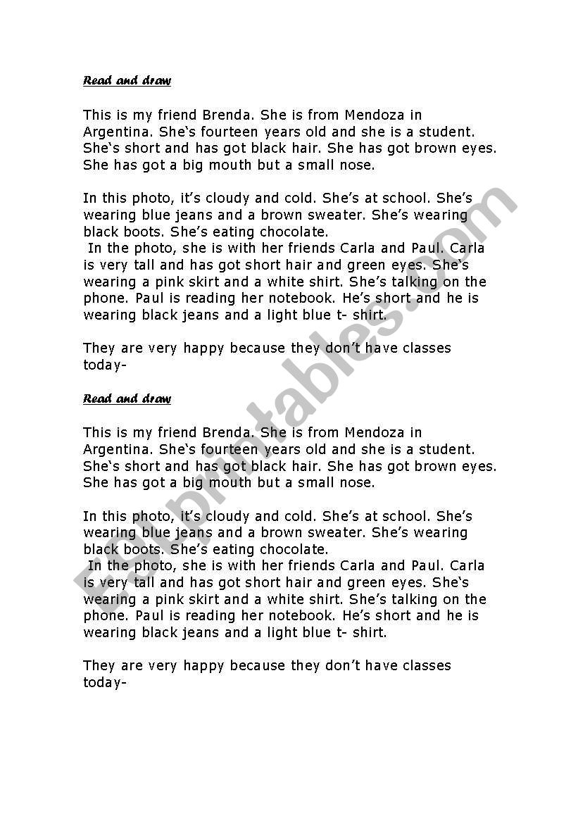read and draw worksheet