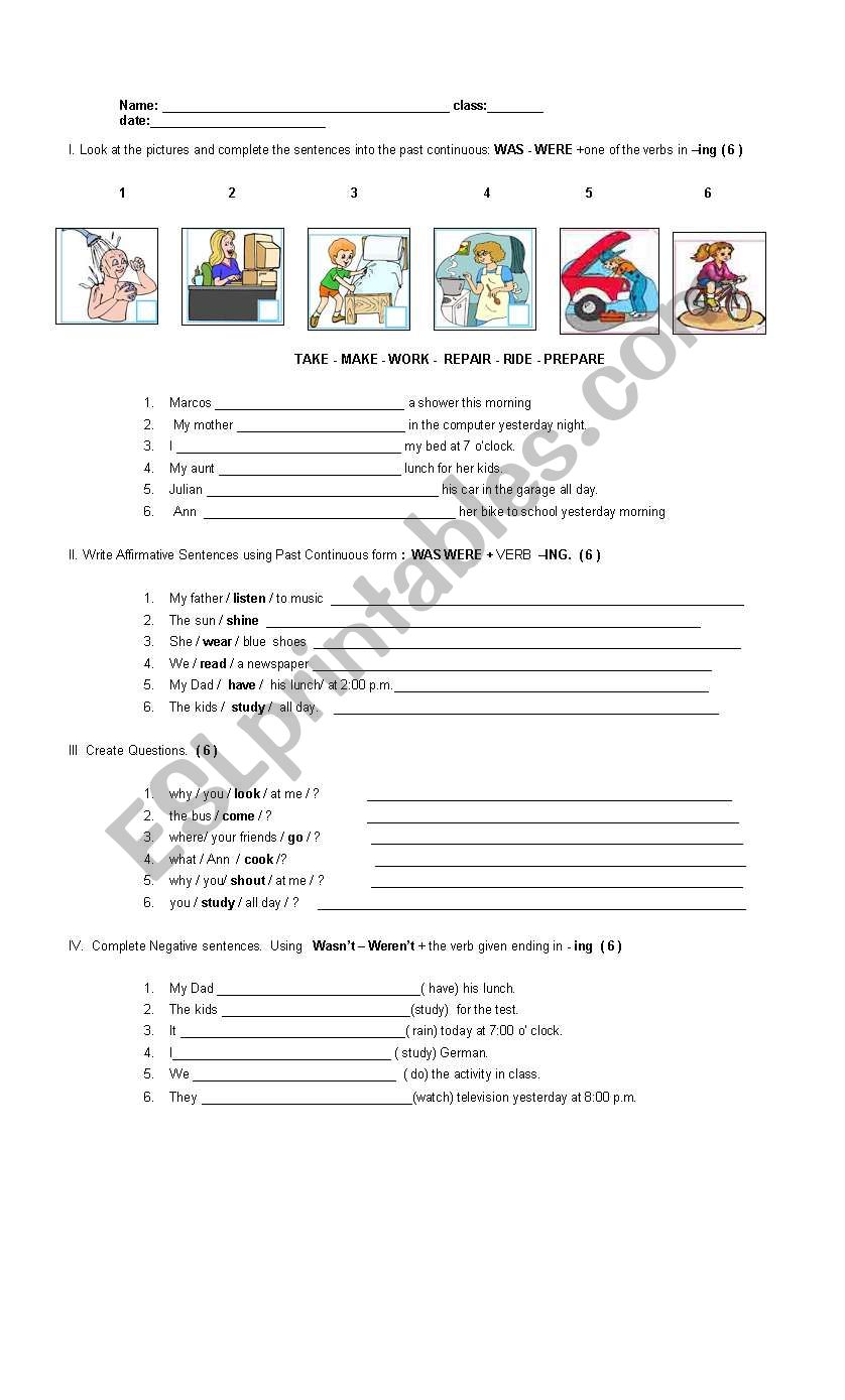 Form B of the past porgressive test