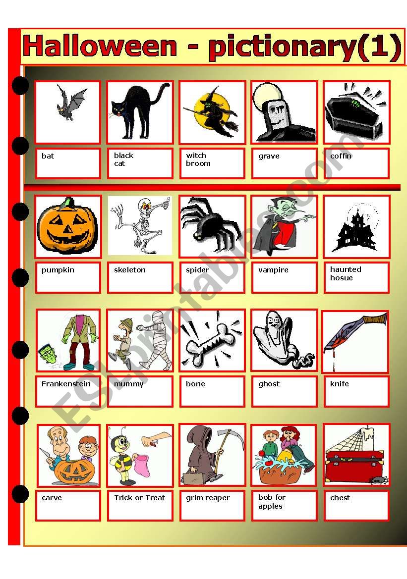 HALLOWEEN PICTIONARY worksheet