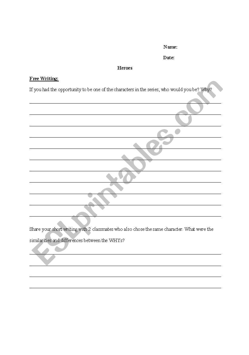 Free Writing Time  worksheet