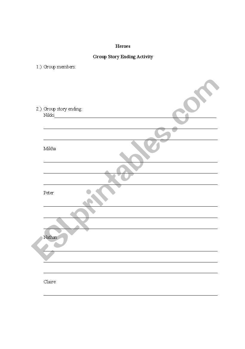 Group Ending  worksheet