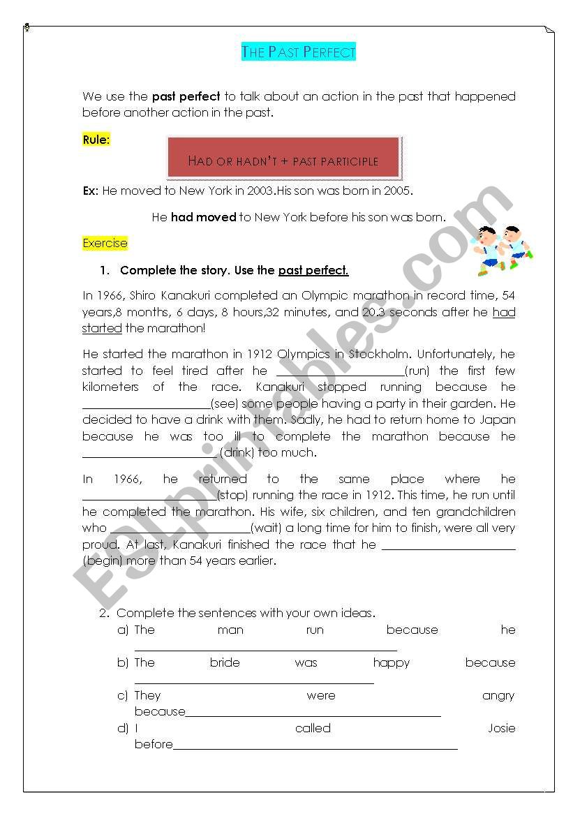 Past Perfect activiy worksheet