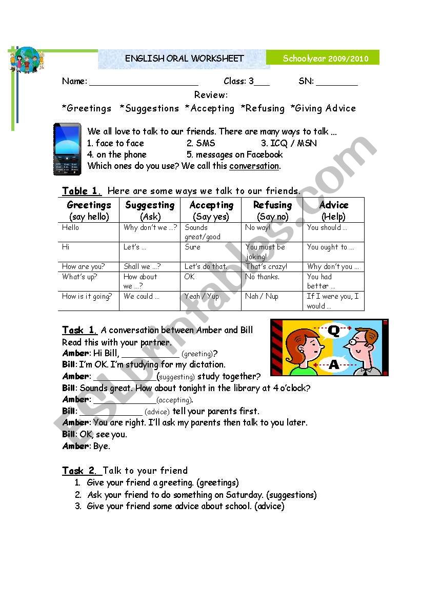 Conversation Review worksheet