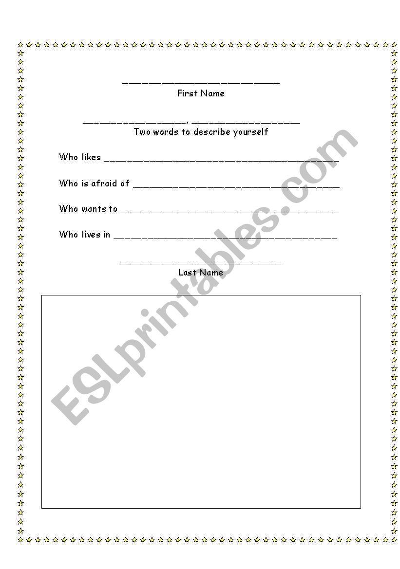 Biography Poem Template worksheet