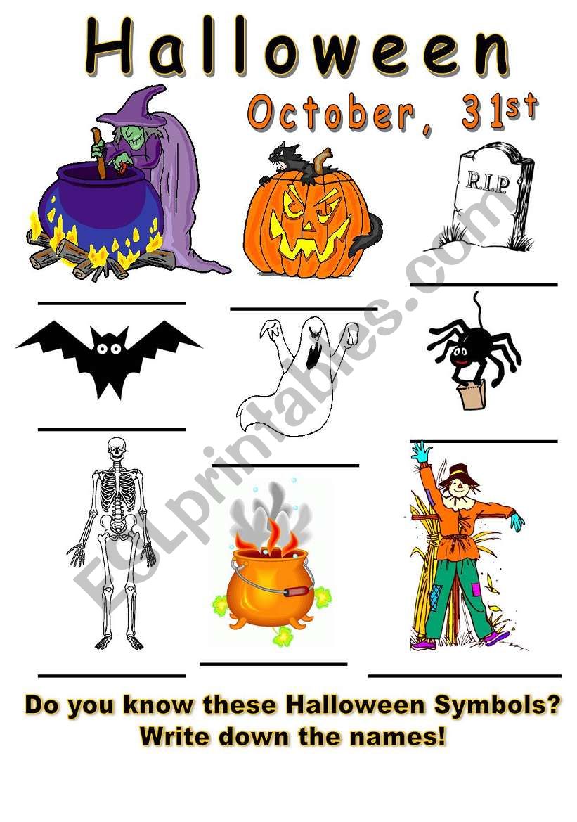 Halloween Symbols worksheet