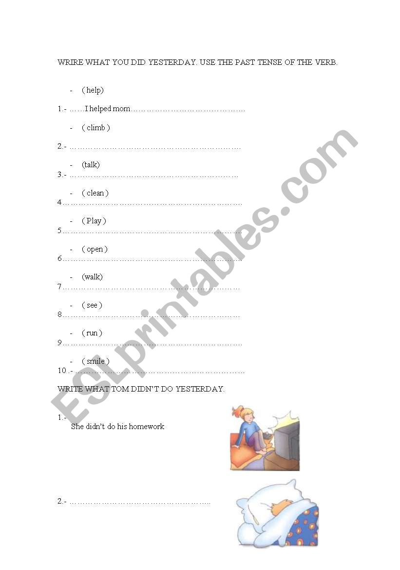 the past simple worksheet