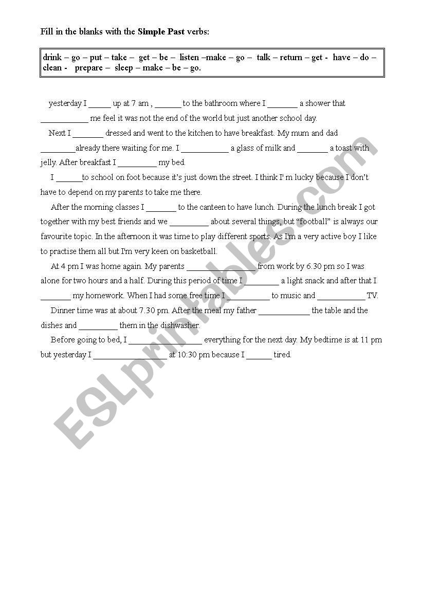 Simple Past worksheet