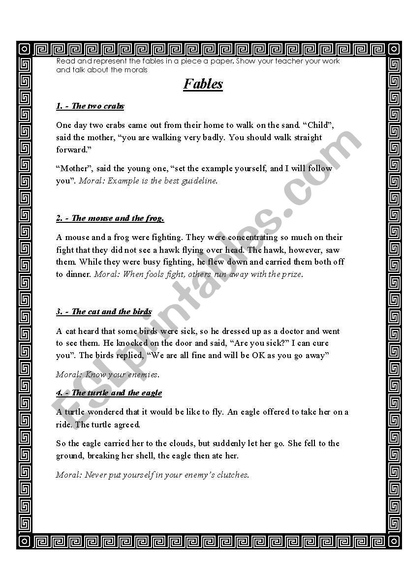 Creativity Fables worksheet