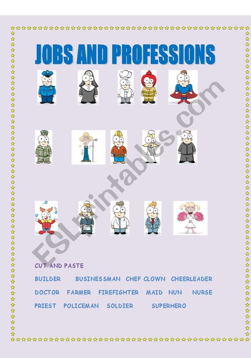 JOBS AND PROFESSIONS worksheet