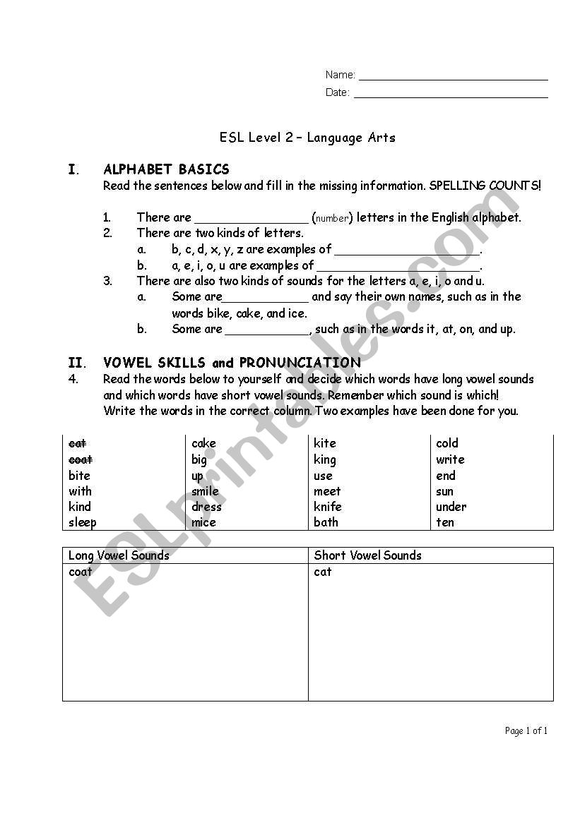 Alphabet Basics worksheet